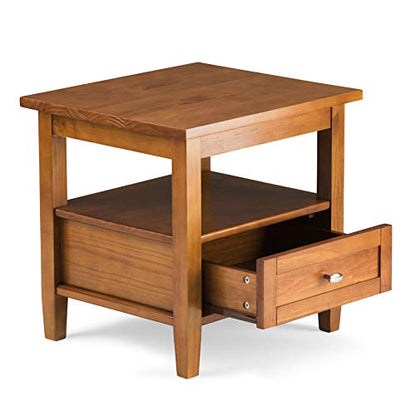SIMPLIHOME Warm Shaker Solid Wood 20 inch Wide Rectangle Transitional End Side Table in Light Golden Brown for the Living Room and Bedroom - color: Light Golden Brown, size: 20 inch, style: End Table
