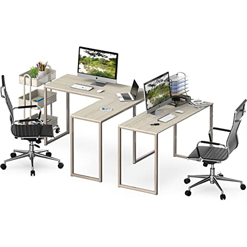 SHW Mission 48 x 48 L-Shape Home Office Computer Desk, Maple | Reversible Desktop Design - color: Maple, size: 48-Inch L-Shaped