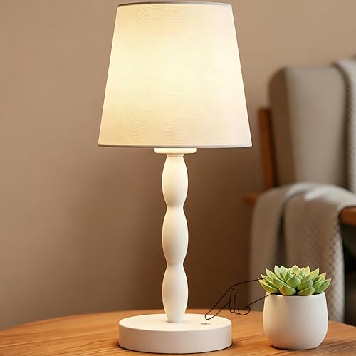 CASTLELIFE Rechargeable Cordless Table Lamp, 5000mAh Battery Powered Touch Desk Lamp, 3-Level & Stepless Dimmable Night Light, Portable Bedside Lamp for Bedroom, Outdoor, Bulb Included, White - color: White
