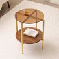 LumFurn Round Glass End Table, Mid-Century Modern Design Sofa Table for Living Room, D18 x H23, 2-Tier Structure, Amber Glass Top and Walnut Shelf, Sleek Conical Legs with Gold Finish Frame - color: Amber & Walnut, size: D18" Round End Table