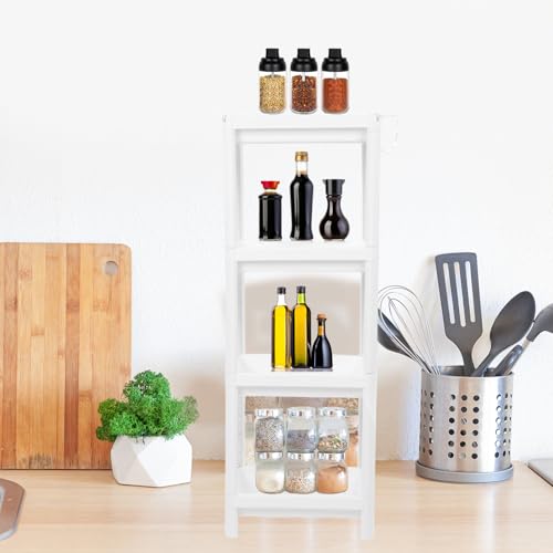 Tissting Bathroom Storage Rack 4-Tier, Plastic Freestanding Shelf | Multifunctional Organizer | Living Room & Bedroom & Kitchen | Space Saver(4 layers) - color: 4 Layers