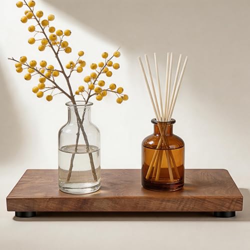 Teak Wood Decorative Small Tray, Bathroom Wood Riser for Decor, Kitchen Counter Wooden Pedestal Stand, Tray for Vanity, Sink & Soap (1, Teak Wood, 10.6" x 4.9" x 1") - size: 10.6" x 4.9" x 1"
