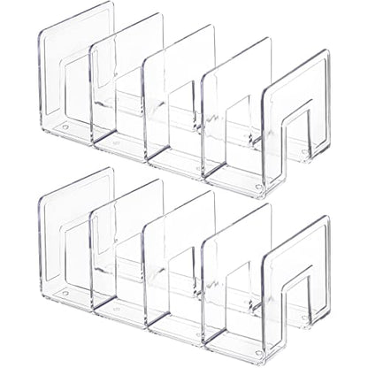 Lawei 4 Pack Acrylic File Sorter, 4-Section Clear Desktop File Folder Holder Organizer, Thick Office Storage Stand Rack for Book, Envelopes, Mail, Document, Notebook, Binder, Purse, Clutch Divider