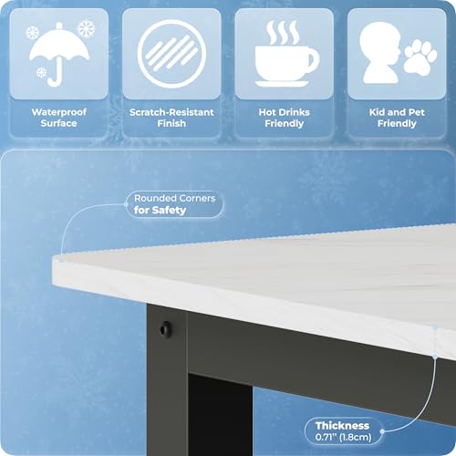 43" Home Office Desk Modern Computer Desk 43.3x23.6x29.5 inches PC Table with Thicken Frame Industrial Style Sturdy Metal Frame Furniture for Writing Gaming Marble White+Black - color: Marble White+black, size: 43