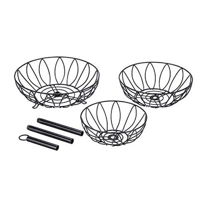 3 Tier Fruit Basket Bowl, Vegetable Organizer, Metal Black | Space-Saving, Home Fruit Rack Stand for Countertop, Storage Bread, Snacks, Fits Under Cabinets - color: 3 Tier