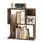 22’’ H Geometric Bookshelf, 2-Tier S-Shaped Floor Bookcase, Freestanding Open Display Book Shelf for Small Spaces, Low Side Table for Living Room & Bedroom (1, Rustic Brown) - color: Rustic Brown