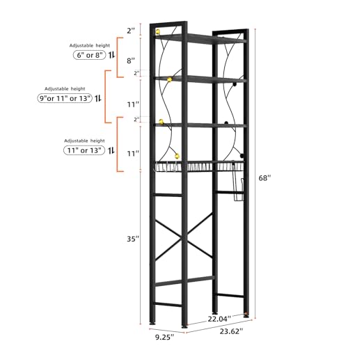 Over-The-Toilet Storage Rack, 4-Tier Bathroom Organizer Shelf Over Toilet with Adjustable Shelf and Basket, Freestanding Space Saver Bathroom Shelves Above Toilet for Room (Oak Gray) - color: Oak Gray