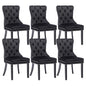 KCC Velvet Dining Chairs Set of 6, Upholstered High-end Tufted Dining Room Chair with Nailhead Back Ring Pull Trim Solid Wood Legs, Nikki Collection Modern Style for Kitchen, Black - color: Black, size: Set of 6