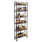 6in 6 Tier Slim Storage Cart with Wheels, Narrow Space Rolling Shelving Unit, Metal Wire Mobile Organizer Rack for Kitchen Bathroom Office Laundry - size: 6in Black Cart