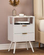Leomonio White Nightstand, Modern Bedside Table with 2 Storage Drawer and Open Wood Shelf, for Bedroom and Small Spaces, Night Stand with Solid Wood Legs - color: White