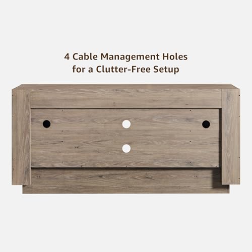 OKD Modern 70" TV Stand, Entertainment Center for TVs Up to 80", Media Console with Large Open Storage & Side Cabinets, Thick Wood Design for Living Room, Alder Grey - color: Alder Grey