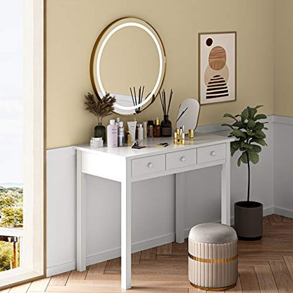 ADORNEVE White Home Office Desk with 7 Drawers and Hutch | Writing Desk, Student Desk Study Table, Small White Desks, Solid Pine Wood Legs - color: White, size: 36.2*19inch
