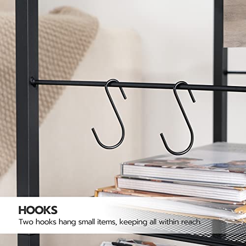 HOOBRO Industrial Printer Stand, 3-Tier Mobile Printer Table, Rolling Cart with Power Outlets and USB Ports, Home Printer Stand with 2 Hooks, for Office, Living Room, Greige and Black BG22UPS01 - color: Greige + Black
