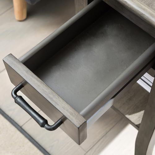 Leick Home 10126-GR One Drawer Traditional Tray Edge Side Table with Shelf, Smoke Gray Wash - color: Chocolate Cherry