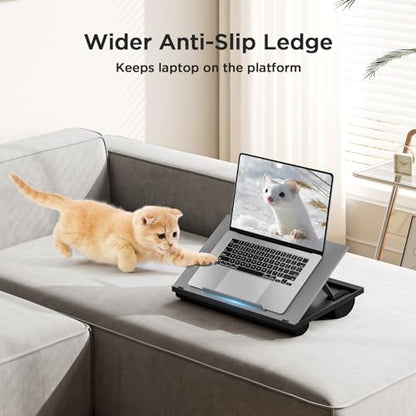 HUANUO Adjustable Lap Desk - with 8 Adjustable Angles & Dual Cushions Laptop Stand for Car Laptop Desk, Work Table, Lap Writing Board & Drawing Desk on Sofa or Bed, Grey - color: Gray