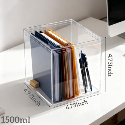KissYou Acrylic Box Clear Boxes with Lids 2 Packs Display Case Party Decoration Plastic Square Cube Candy Boxes - size: 4.72 x 4.72 x 4.72 Inch
