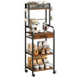 HavenlyYouth Coffee Station Organizer - 5 Tier Coffee Bar Cart with Wheels and Storage, Pod Drawers and 4 Hooks for k Cup Organizer, Tea Bar, Living Room, Kitchen,Office