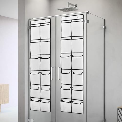 GOMAJI 2PK 12 Large Pockets Over Door Hanging Shoe Organizer - color: White