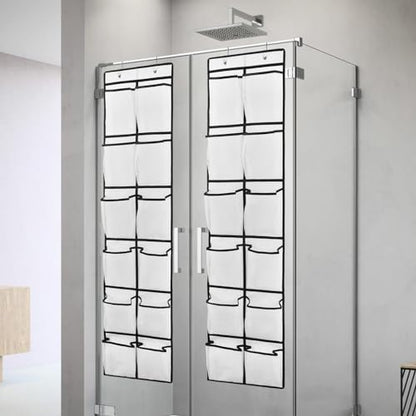 GOMAJI 2PK 12 Large Pockets Over Door Hanging Shoe Organizer - color: White