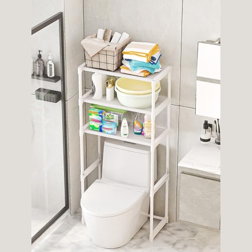 CuisinSmart 3-Tier Over The Toilet Rack, Metal Bathroom Shelves, Over The Toilet Storage, Freestanding Above Toilet Shelf for Bathroom, Laundry, Balcony, Space Saver, White - color: White