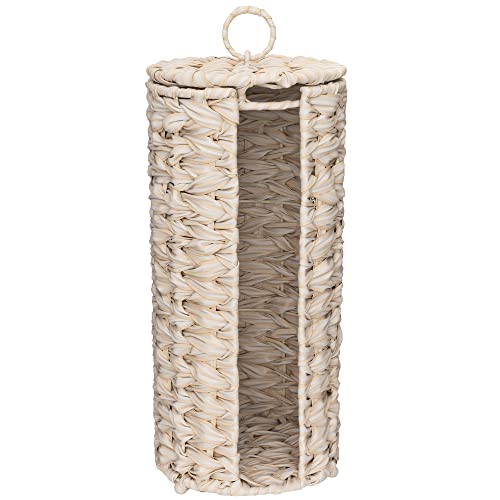 GRANNY SAYS Toilet Paper Storage Holder, Bathroom Toilet Paper Holder Stand, Woven Bathroom Baskets for Bathroom, Free Standing Organizer for Bathroom Storage - color: Butter Milk, size: 6¾"D(For 3 Roll)