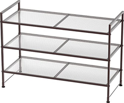 Simple Houseware 3-Tier Stackable Mesh Shoe Rack, Bronze - color: Bronze, style: Mesh Panel