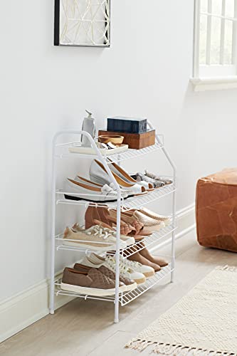 Rubbermaid 4-Tier Wire Shoe Rack, White, Simple Assemble, Storage Shelf for Organization in Bedroom/Closet - style: Shoe Shelf