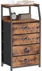 Furnulem Night Stand, Tall 4 Drawers Dresser for Bedroom, Hallway, Nursery, Closet Organizer, Nightstand Bedside Table Furniture, Vertical Storage Tower Fabric, Sturdy Steel Frame, Wood Top - color: Rustic Brown, style: 4 Drawers
