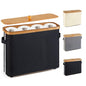 Bathroom Toilet Paper Storage Basket with Lid and Handle， Bamboo Collapsible Toilet Paper Holder Storage with Non-Slip Bottom ,Extra Toilet Roll Storage, Black