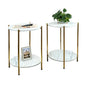 Small Round Side Table, 2-Tier Faux Marble and Gold End Table for Small Spaces,Set of 2 Modern Side Table for Couch, Living Room or Bedroom Nightstand (2 pcs Gold, Round) - color: 2 Pcs Gold