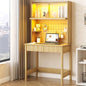 Lvifur 31.5" Small Study Desk with - Drawer & Hutch,Computer Desk with Charging Station,Compact Writing Desks with LED Reading Lights,Home Office Desks for Small Spaces,Bedroom Study Room,Natural - color: Natural