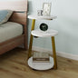 3-Tier Round End Table, Faux Marble Top Side Table with Sturdy Metal Legs, Modern Nightstand for Living Room, Bedroom, Small Spaces (Golden) - color: Golden