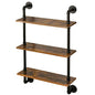 IBUYKE 3-Tiers Industrial Pipe Shelves, Pipe Floating Shelves RF-TM003 | Rustic Wall Mount Bookcase,Metal Bracket Storage Wall Shelf for Bedroom, Kitchen - size: 3 Tier
