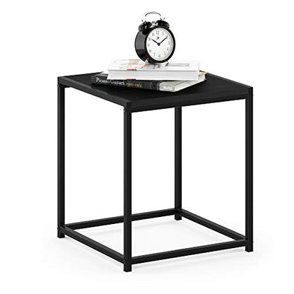 Modern End Table with Metal Frame, Easy Assembly Night Stand, Square Open Frame Bedside Table, Side Table, for Bedroom, Living Room, Americano - color: Americano, size: 1 Tier, Set of 1