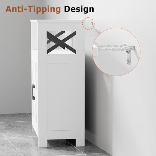Homhedy Farmhouse Bathroom Storage Cabinet with 2 Doors, Toilet Paper Cabinet with Adjustable Shelf, Small Bathroom Cabinet for Kitchen/Laundry/Living Room, 11.8 x 23.6 x 31.5 Inches, White - color: White