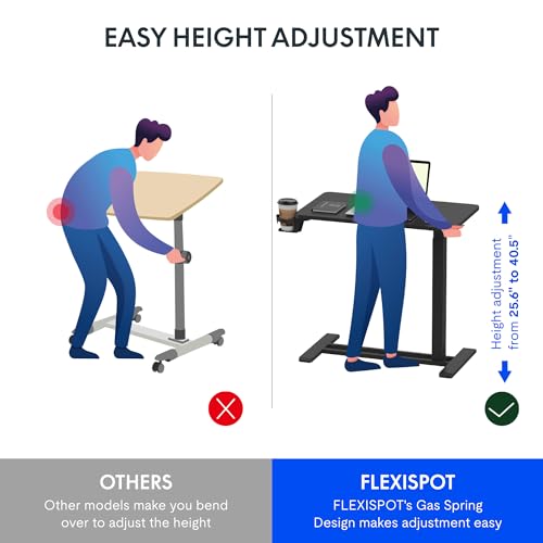 FLEXISPOT Adjustable C Table with Wheels, Mobile Snack Side End Table Sofa Couch Bedside Table Laptop Rolling Cart TV Tray Night Stand Small Space Side Table,(31.5" W x 17.7" D,Black) - color: Black, size: 32x18