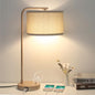 Farmhouse Table Lamp, Fully Dimmable Bedisde Nightstand Lamp with USB C+A Charging Ports, Modern Tall Table Lamp Desk Reading Lamp for Living Room, Bedroom, Office, 9W LED Bulb Included - color: Wood Grain