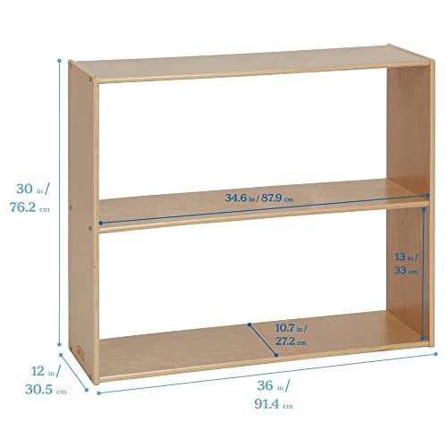 ECR4Kids Streamline 2-Shelf Double-Sided Storage Cabinet, 30in, Classroom Furniture, Natural - color: Natural