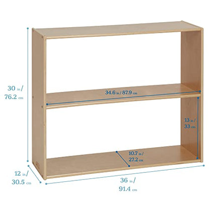 ECR4Kids Streamline 2-Shelf Double-Sided Storage Cabinet, 30in, Classroom Furniture, Natural - color: Natural