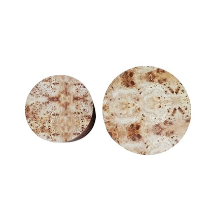 Nesting Coffee Table Set of 2, Modern Round Coffee Table, Wooden Circle Accent Tables for Small Spaces Living Room Bedroom Balcony Office Drum Side Table, Natural Burl - color: Natural Burl