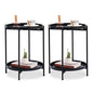 Tiita 2 Pack Round End Table Mental 2-Tier Side Table Nightstand/Small Iron Tables Accent Coffee Table for Living Room Bedroom Office Small Space - color: 2 Pack Teatable-black