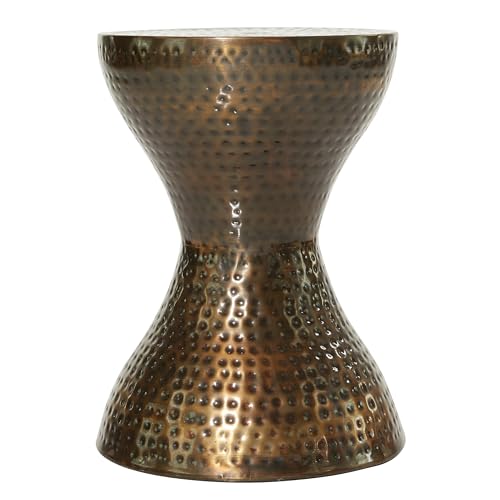 Deco 79 Metal Hourglass Side Table, 14" x 14" x 19", Polished Bronze | More surface space, side tables living room in hammered iron, polished bronze, end tables living room