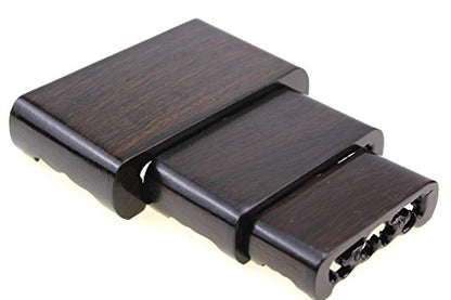 Oriental Furniture Chinese Rosewood Solid Mahagony Wood Display Stand Wooden Mini Base Stands Pedestal Rectangle Rectangular Shape with Carved 3 Pieces Sell by Set (Ebony Black Wood (3pieces/Set))