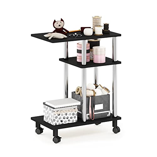 Furinno Turn-N-Tube C Shaped Side Table with Casters, Americano/Stainless Steel - color: Americano/Stainless Steel, size: C-shape Stainless Steel Pole With Caster