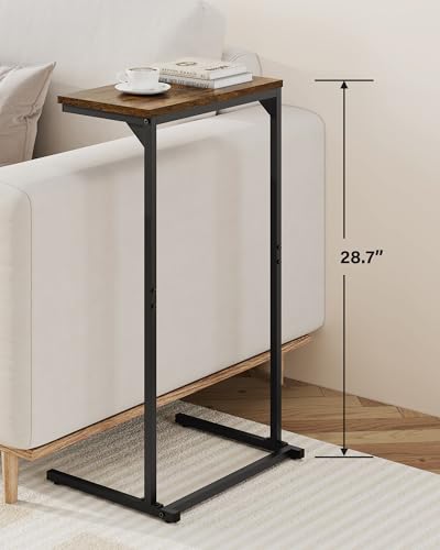 TUTOTAK C Shaped End Table, Tv Tray, Small Side Table, 28.7 inch Tall Couch Table, Tray Table, Sofa Table, Living Room, Bed Room, Brown TB01BB071 - color: Brown