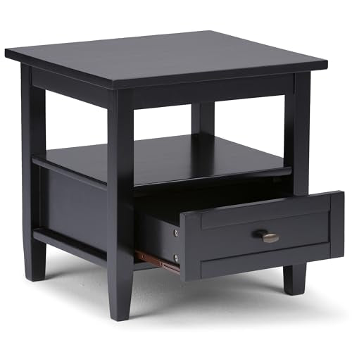 SIMPLIHOME Warm Shaker Solid Wood 20 inch Wide Transitional-Style End Tables in Black for the Living Room and Bedroom (Set of 2) - color: Black, size: 20 inch, style: End Table (Set of 2)