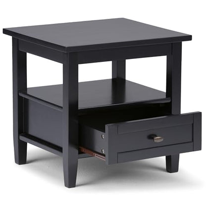 SIMPLIHOME Warm Shaker Solid Wood 20 inch Wide Transitional-Style End Tables in Black for the Living Room and Bedroom (Set of 2) - color: Black, size: 20 inch, style: End Table (Set of 2)