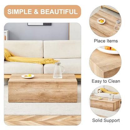 39"Rectangular Compact Coffee Table,Small Cube End Table,Modern Side Table with Stylish Wood Grain Pattern,Minimalist Accent Table for Living Room,Office,Apartment,Nightstand(Light Wood,39") - color: Light Wood,39"