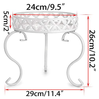 OwnMy Metal Round Plant Stand Rustproof Iron Flower Pot Holder, Indoor Outdoor Plant Stand Heavy Duty for Home, Garden, Patio, Modern Plant Stands Display Potted Rack (White) - color: White