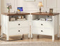 Aheaplus Nightstand with Charging Station, 23.6'' Large Bed Side Table with Wooden 2 Drawers, Night Stand for Bedroom, End Table with Open Storage Shelf for Living Room, Set of 2, White & Brown - color: White & Brown